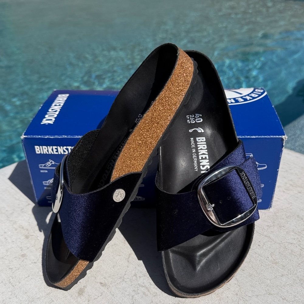 BIRKENSTOCK MADRID BIG BUCKLE SANDAL IN VELVET MIDNIGHT  Size 40 - Picture 8 of 14